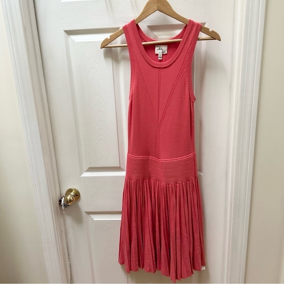 Milly coral pink tank pleaded drop waist dress sz m medium - Picture 1 of 7
